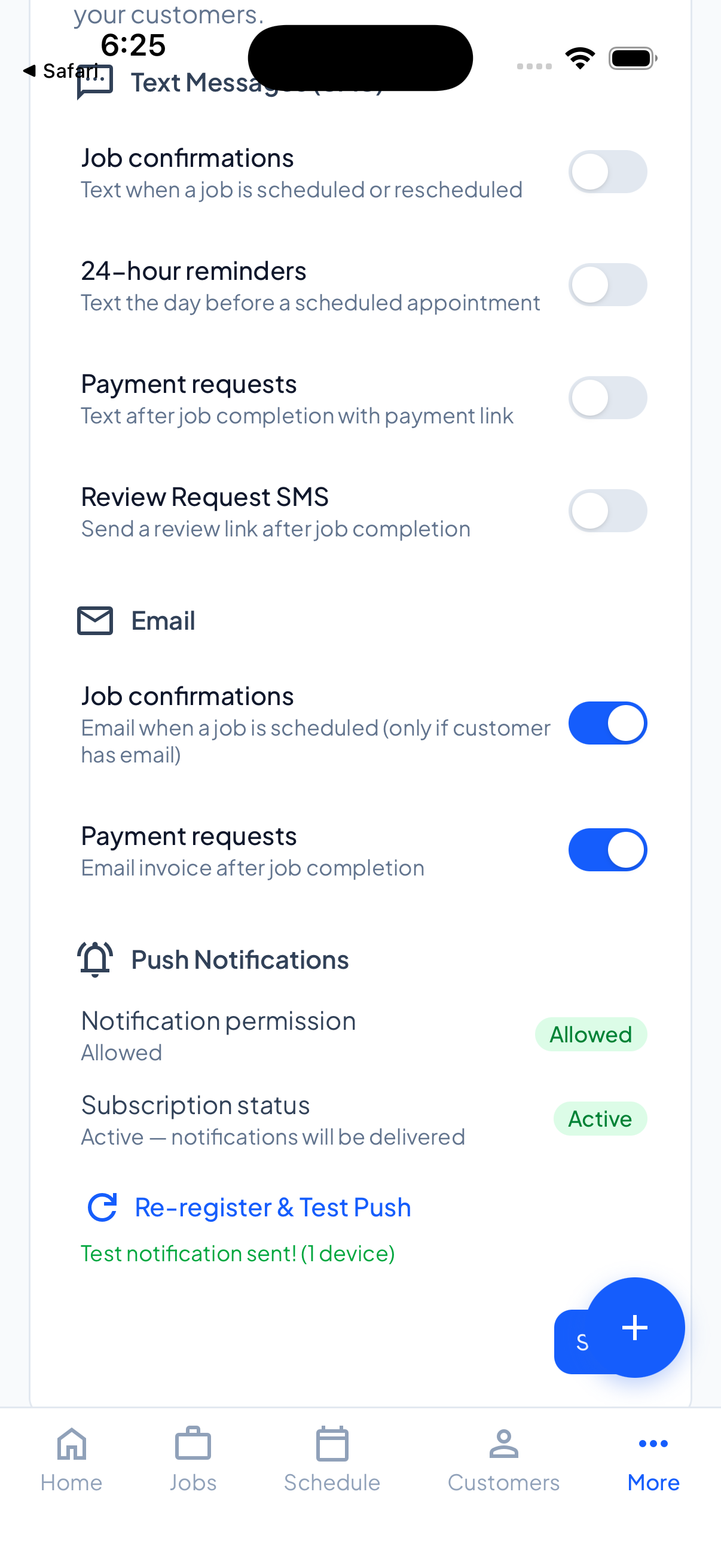Push notifications active