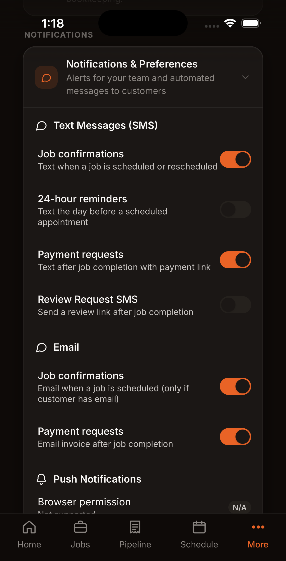 Push notifications active