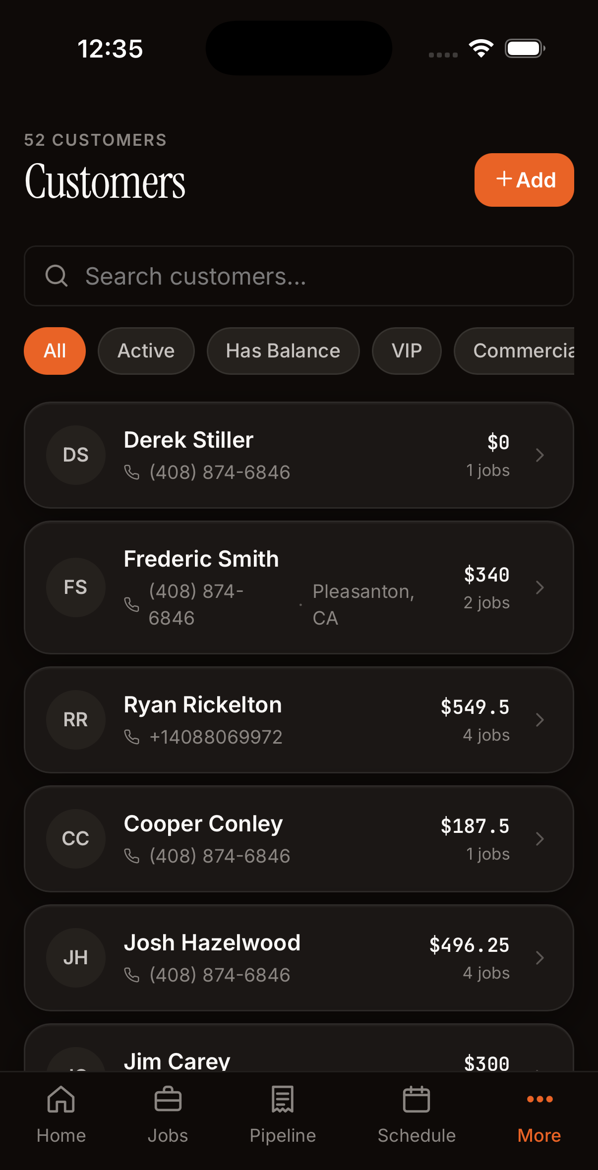 Customer list