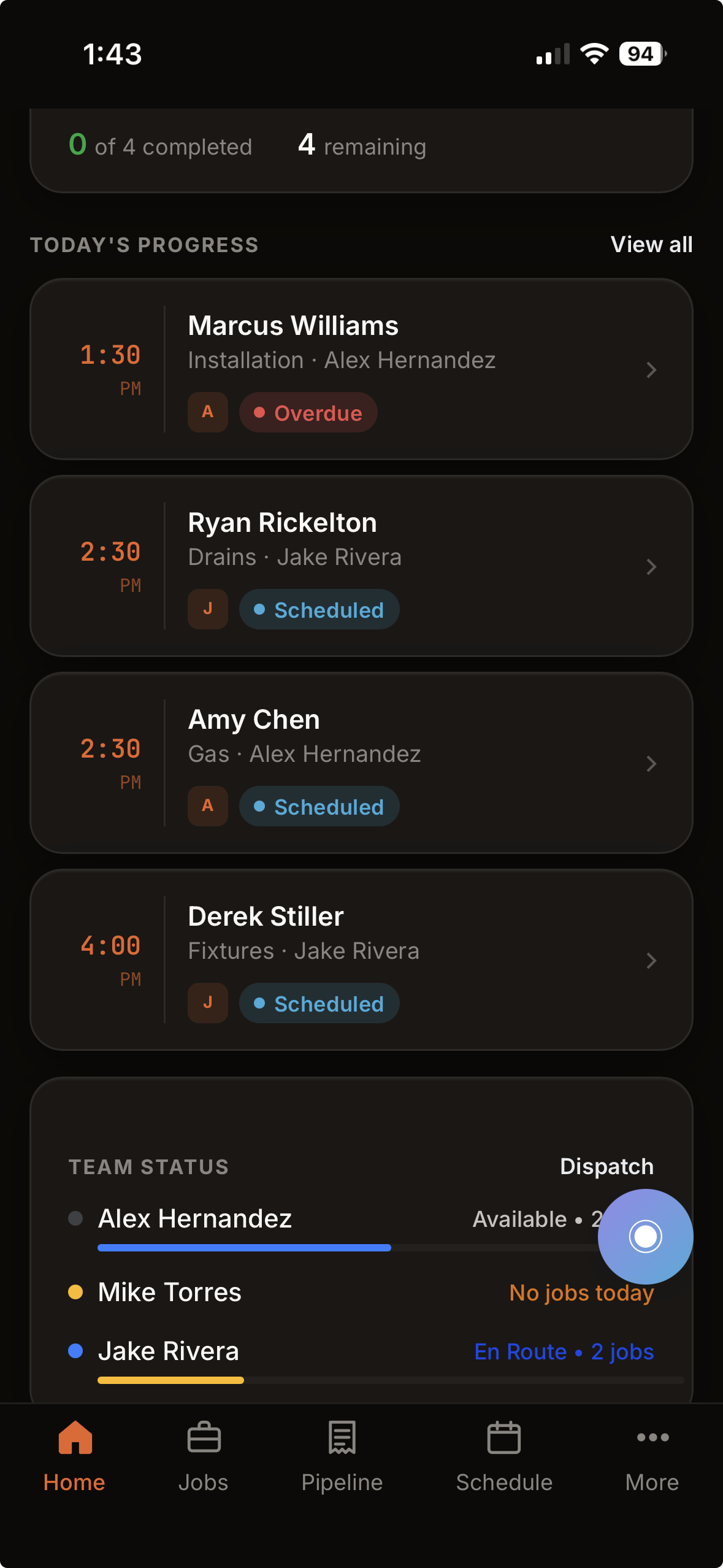 Tomorrow's schedule